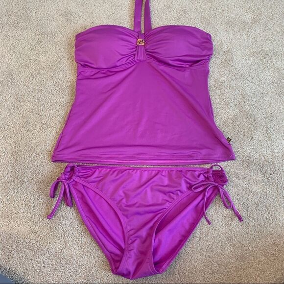 Aqua La Vie En Rose purple gem jewelled tankini bikini Sz L - Picture 9 of 9